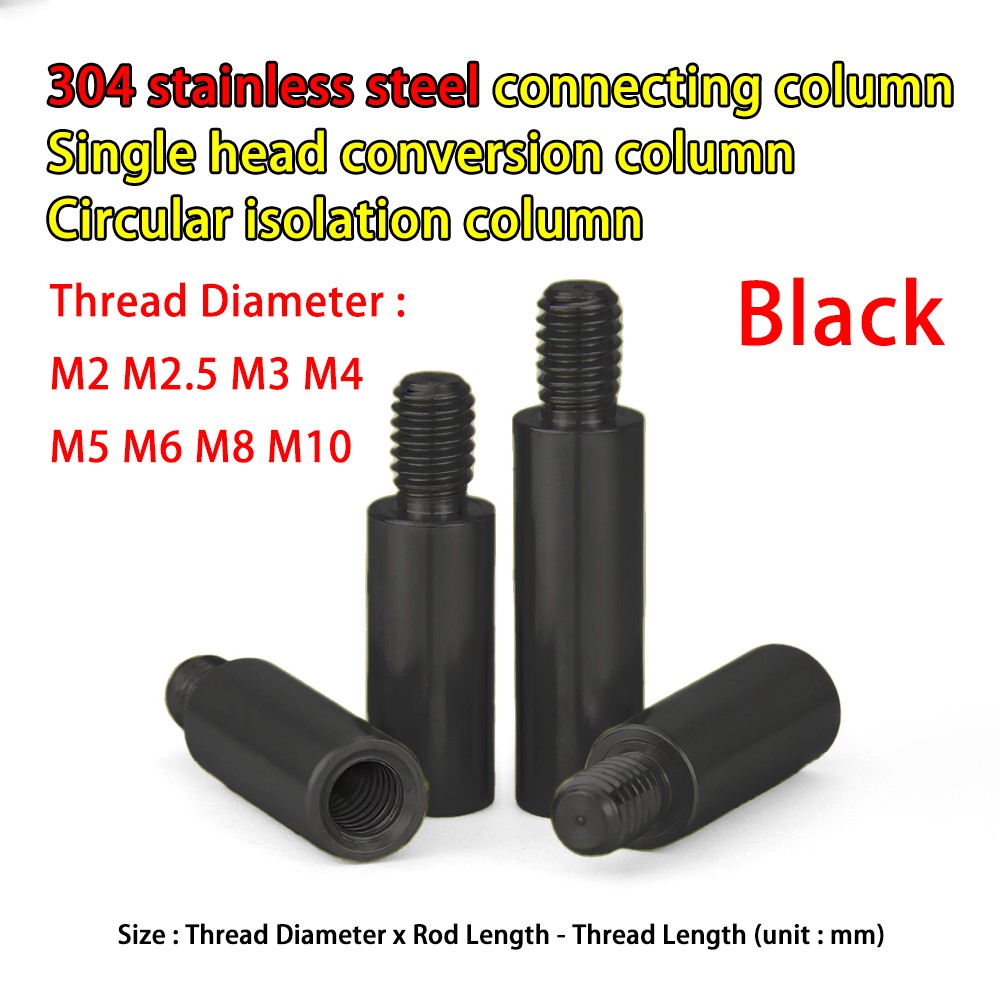 M3 Black SUS304 connecting column Single head circular isolation columns screws