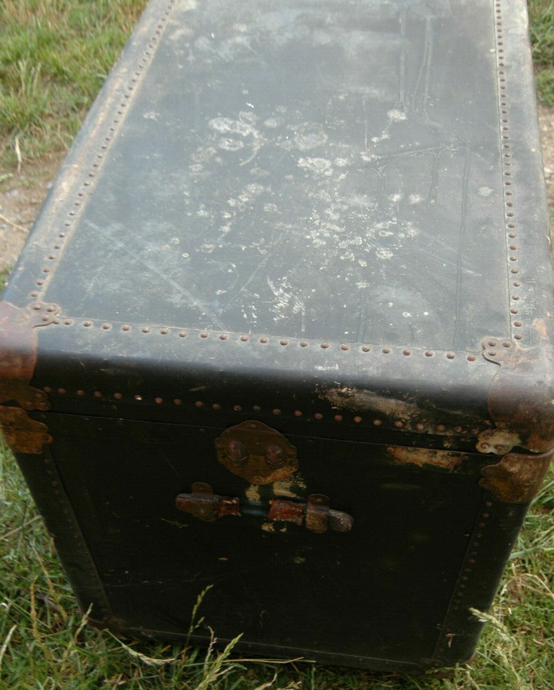 Antique Eagle Lock Company Vintage Steamer Trunk Chest