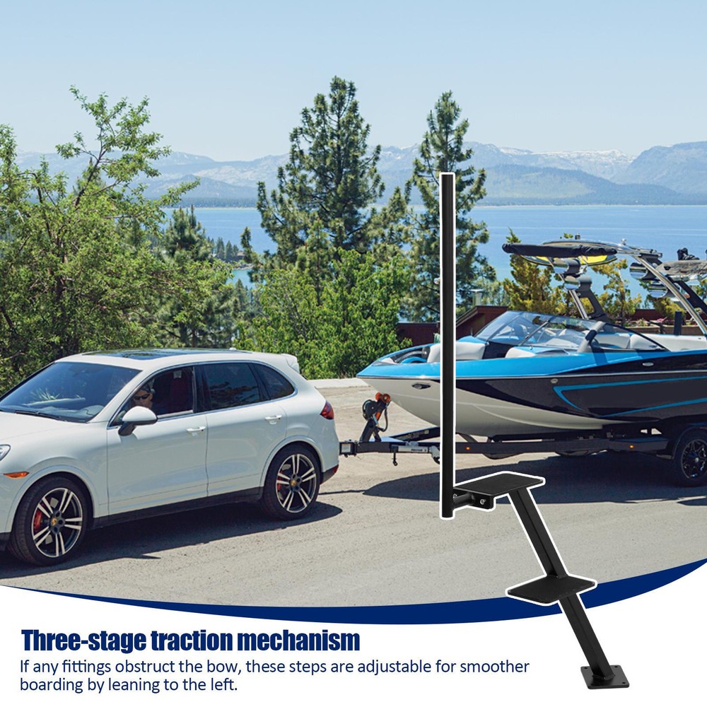 Dual Step Boat Trailer Steps w/Handle, Universal Fit Bass Boat
