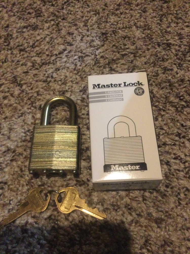 MASTER LOCK 6001LFUS Keyed Padlock, 3/4 in,Rectangle,Gold