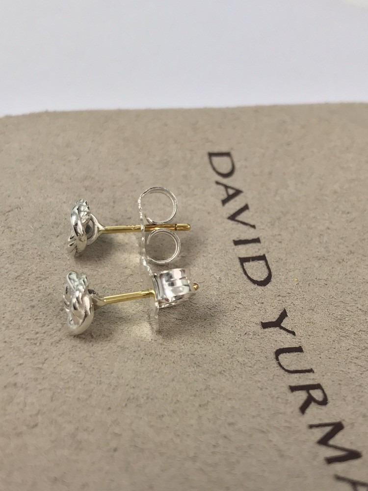 David Yurman Crossover Infinity Stud Earrings in Sterling Silver with Diamonds