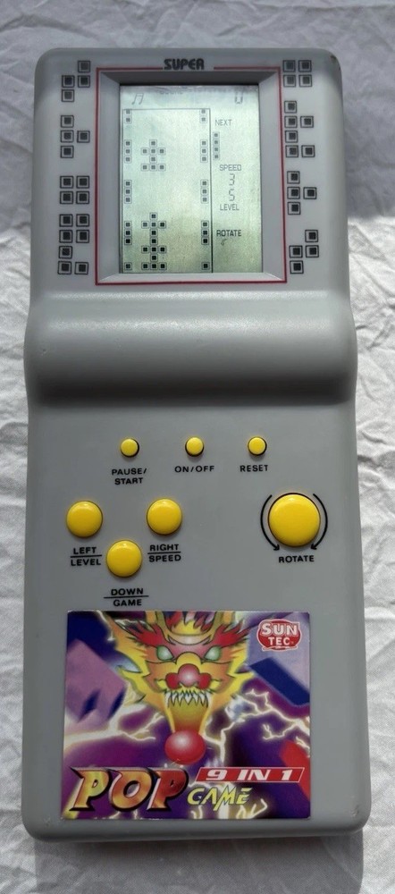 Vintage Sun Tec Pop 9 In 1 Game Handheld Video Game