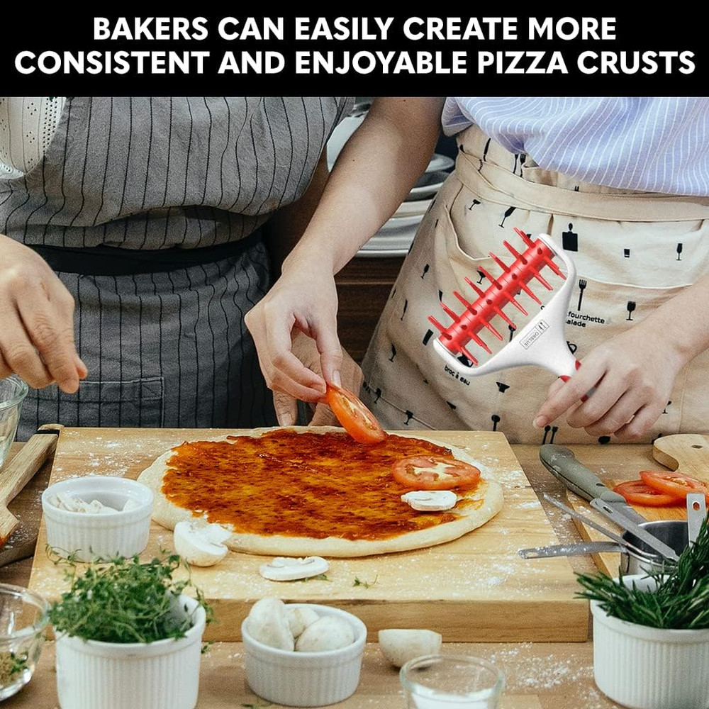 Orblue Pizza Dough Docker, Pastry Roller with Spikes, Pizza Docking Tool for Hom