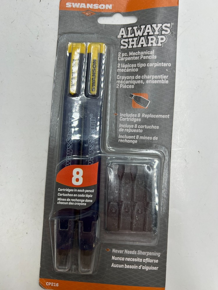 Pack of 2 Swanson Tool AlwaysSharp Refillable Mechanical Carpenter Pencils CP216