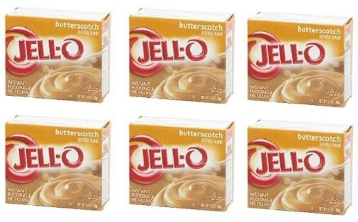 Jell-O Butterscotch Instant Pudding Dessert Mix 6 Box Pack