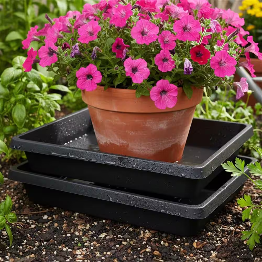 2 Pack Plastic Square Plant Saucer