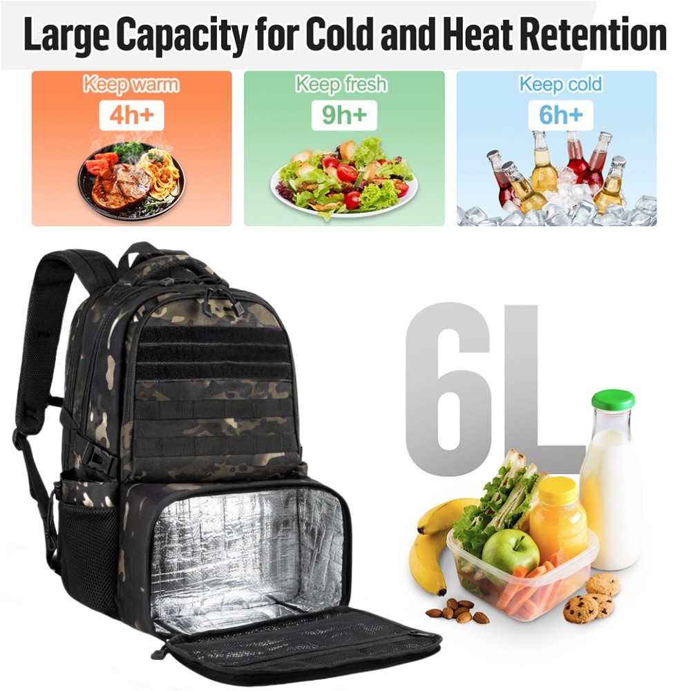 Tactical Backpack Designed for Hiking & Work, Includes 17" Laptop & Insulated