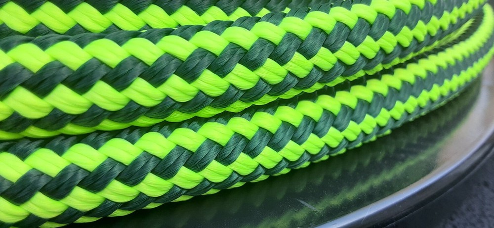 9/16 x 100 ft. Double Braid-Yacht Braid Polyester Rope. Hunter/Lime