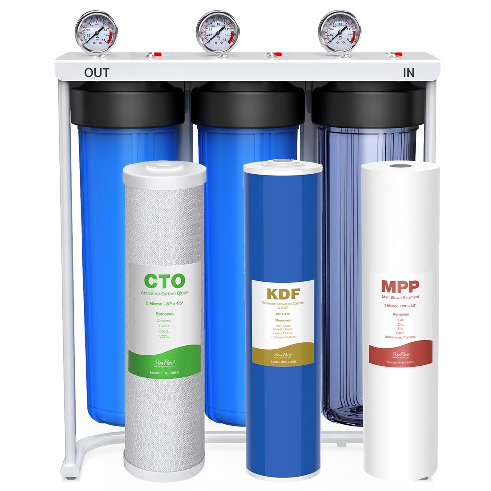 20x4.5" Whole House Water Filter System Reduce Iron, Manganese, Heavy Metals TDS