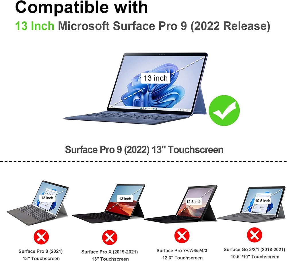 Case for 13 Inch Microsoft Surface Pro 9 (2022) Hard Shell Slim Portfolio Cover