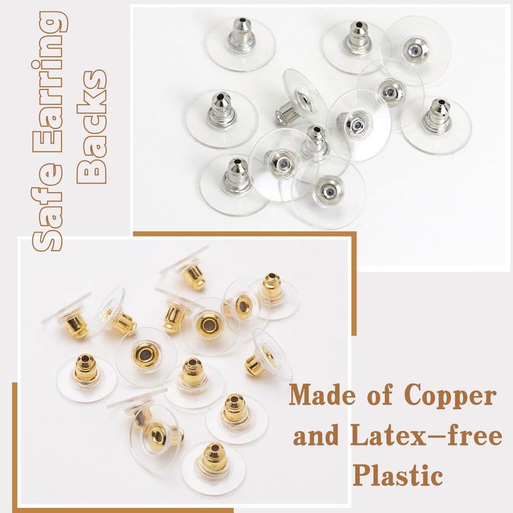120Pcs Earring Backs Clutch Ear Locking w/ Pad for Studs Fishhook Heavy Earrings
