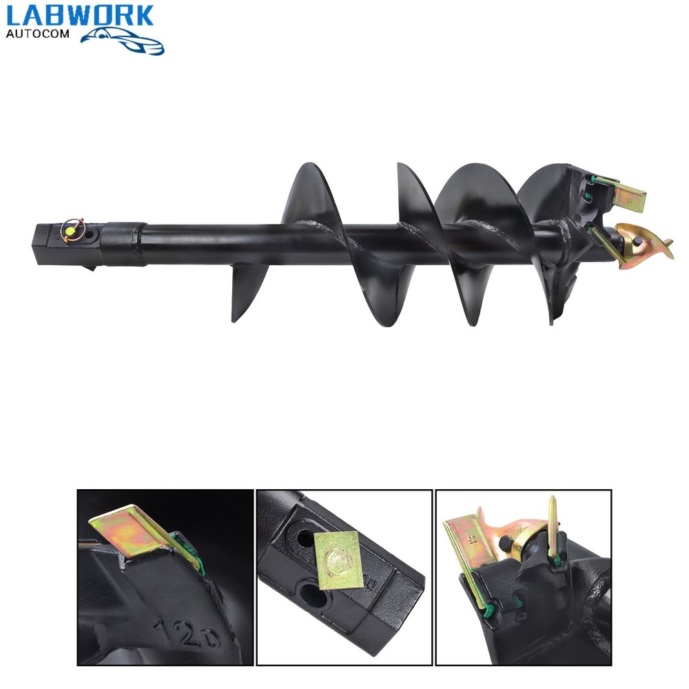 Attachments 12" x 48" Auger Bit for Post Hole Digger, 2" Hex Connect US