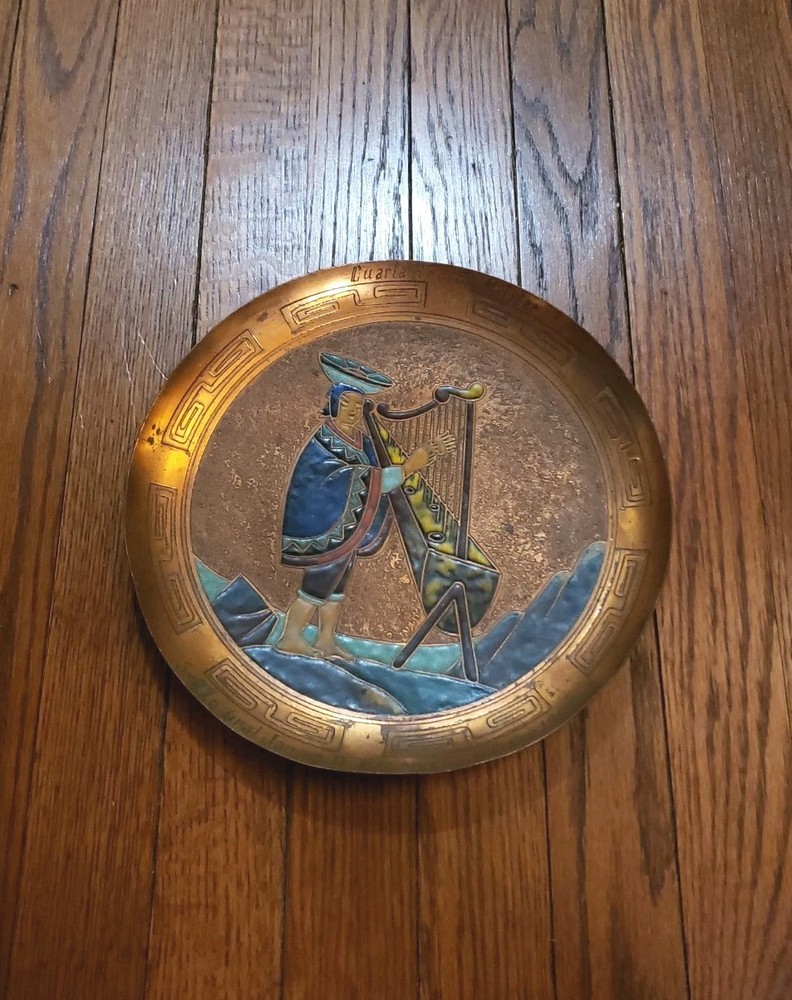 Vintage Copper Brass Wall Plate Artisan Made Art