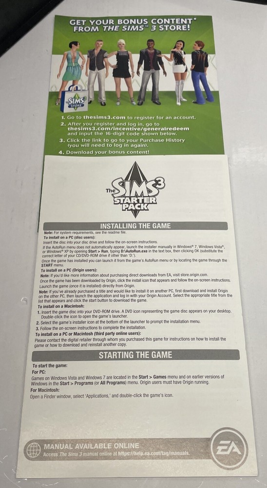 The Sims 3 Starter Pack PC (Case, Manuals, & Discs) See Description & Photos!
