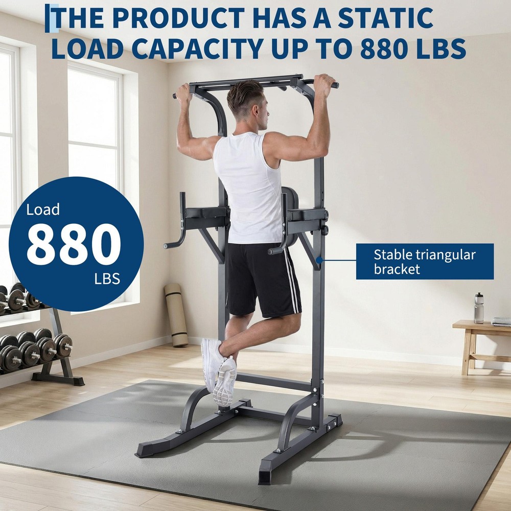 Adjustable Power Tower Pull Up Bar Dip Station Multi-Function Home Gym Workout