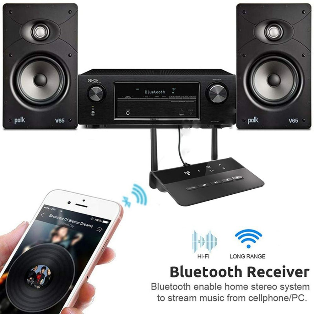 Bluetooth 5.0 RCA Transmitter Receiver Audio Adapter Converter 3.5mm AUX Jack D
