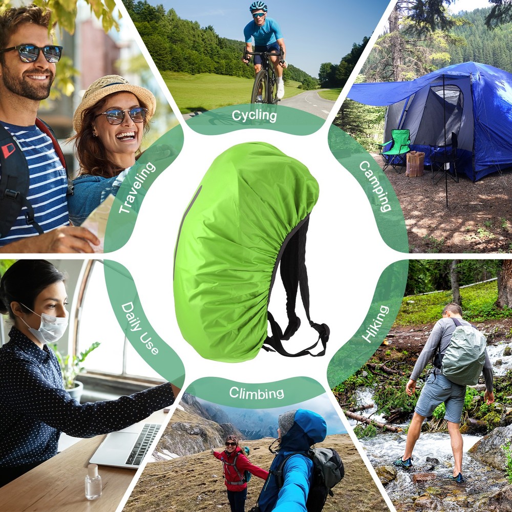 65L-75L Backpack Rain Cover with A Vertical Reflective Strap [Grass Green]