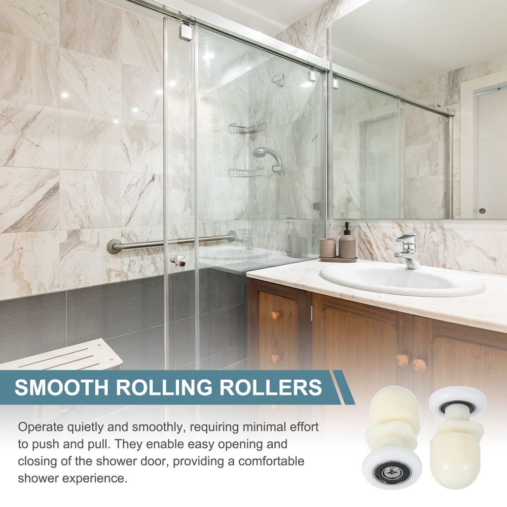 4 Pcs 23mm Shower Door Rollers Wheels Replacement White