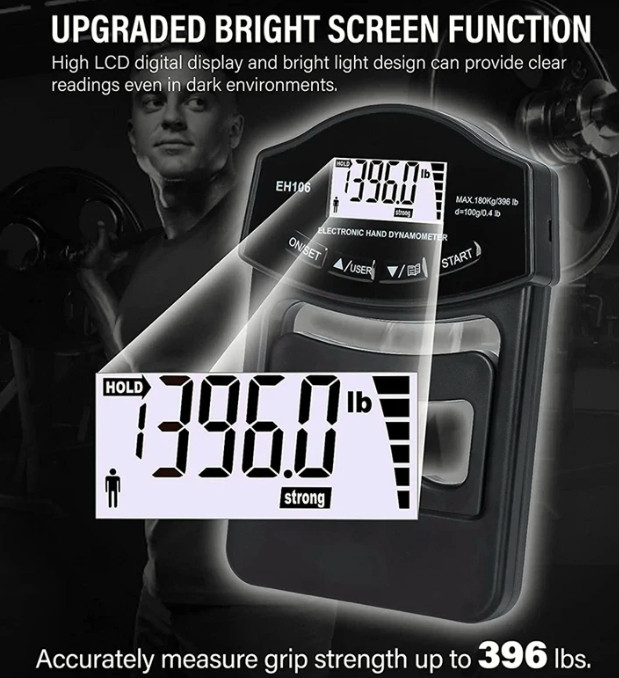 Digital Hand Dynamometer Grip Strength Measurement Meter Auto Capturing