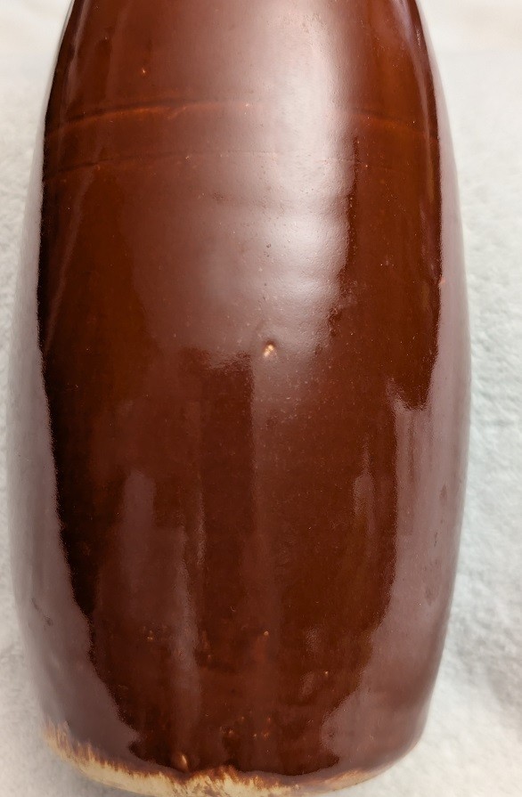 Vintage Brown Earthenware Stoneware Bottle, 9" Tall, Cork broken off