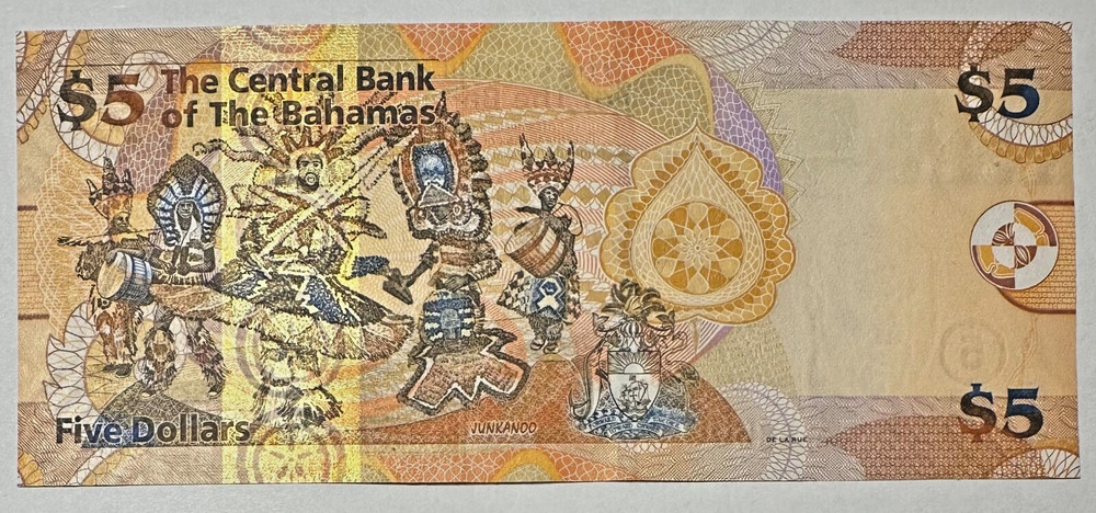BAHAMAS - PICK 72a - 5 DOLLARS - 2007 - GEM UNC - PREFIX A