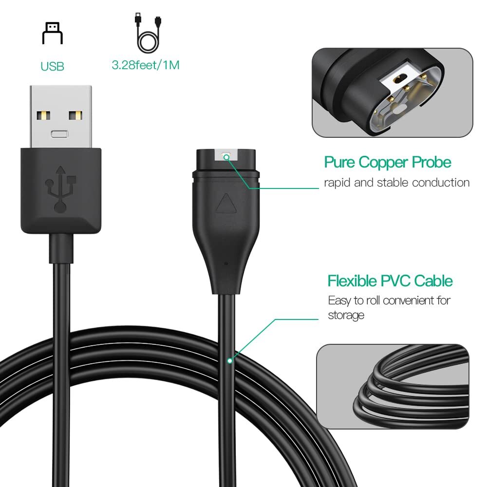 Compatible for Garmin Watch Charger Cable (2 Pack)