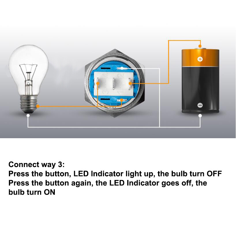19mm 12V LED ON OFF Push Button Power Switch Latching with Wire Socket Harness