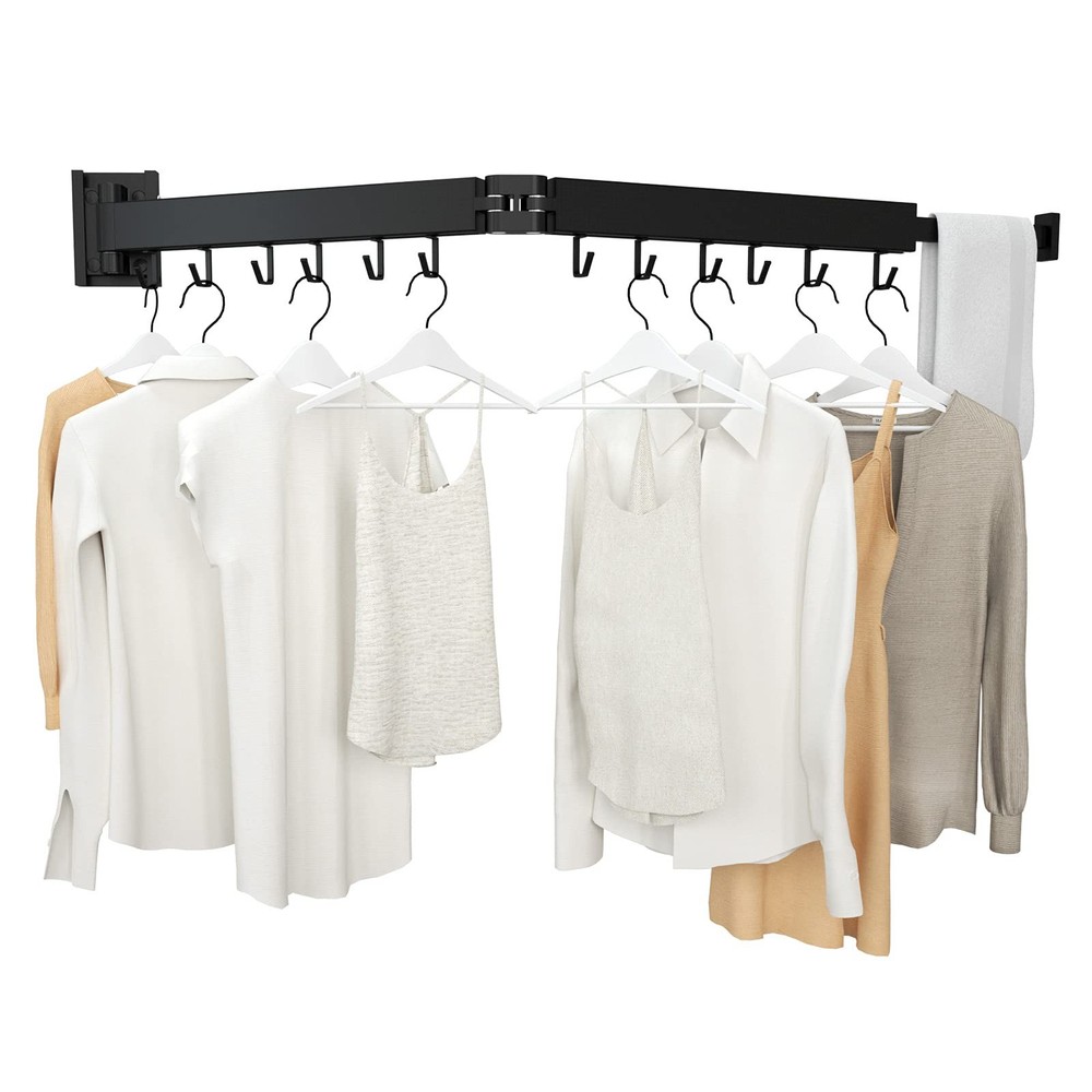Wall Mount Clothes Drying Rack, 2-Fold Foldable & Sturdy Laundry Drying Rack ...