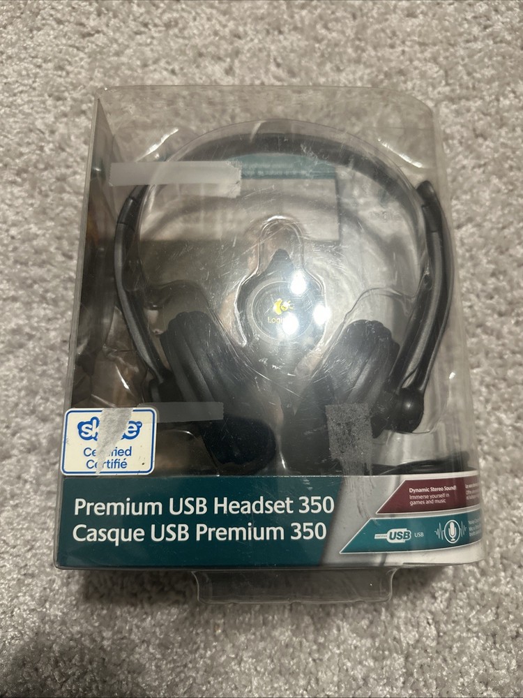Logitech Premium USB 350 Black Headband Headset NEW