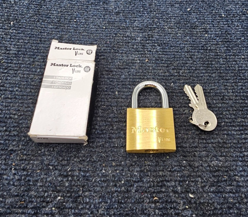 Master Lock 4140KA Padlock, Keyed Different, Standard Shackle, Rectangular Brass