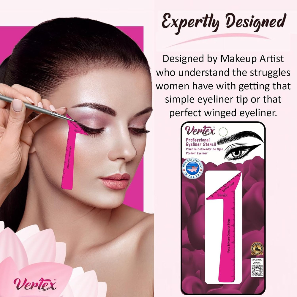 Eyeliner Stencil & Brush Set – Waterproof Tool for Cat Eye & Wing Tips
