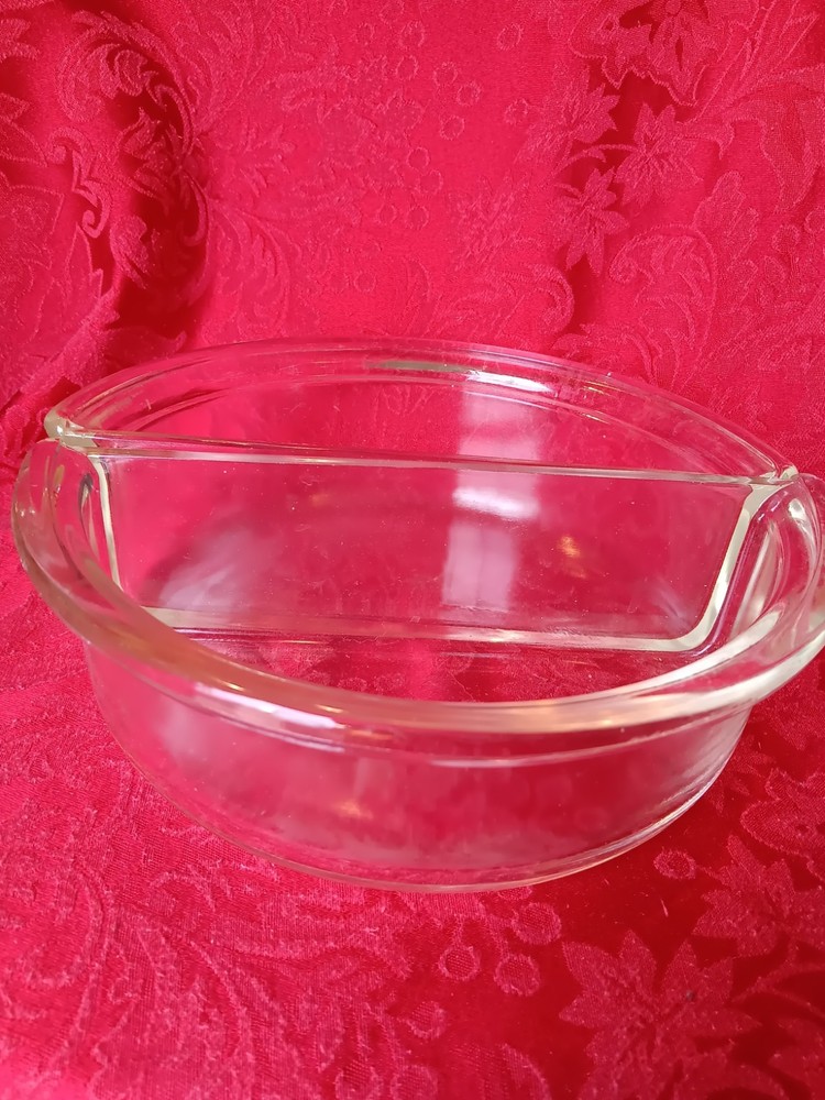 2 Half Circle Clear Glass Baking Dishes Marked MB