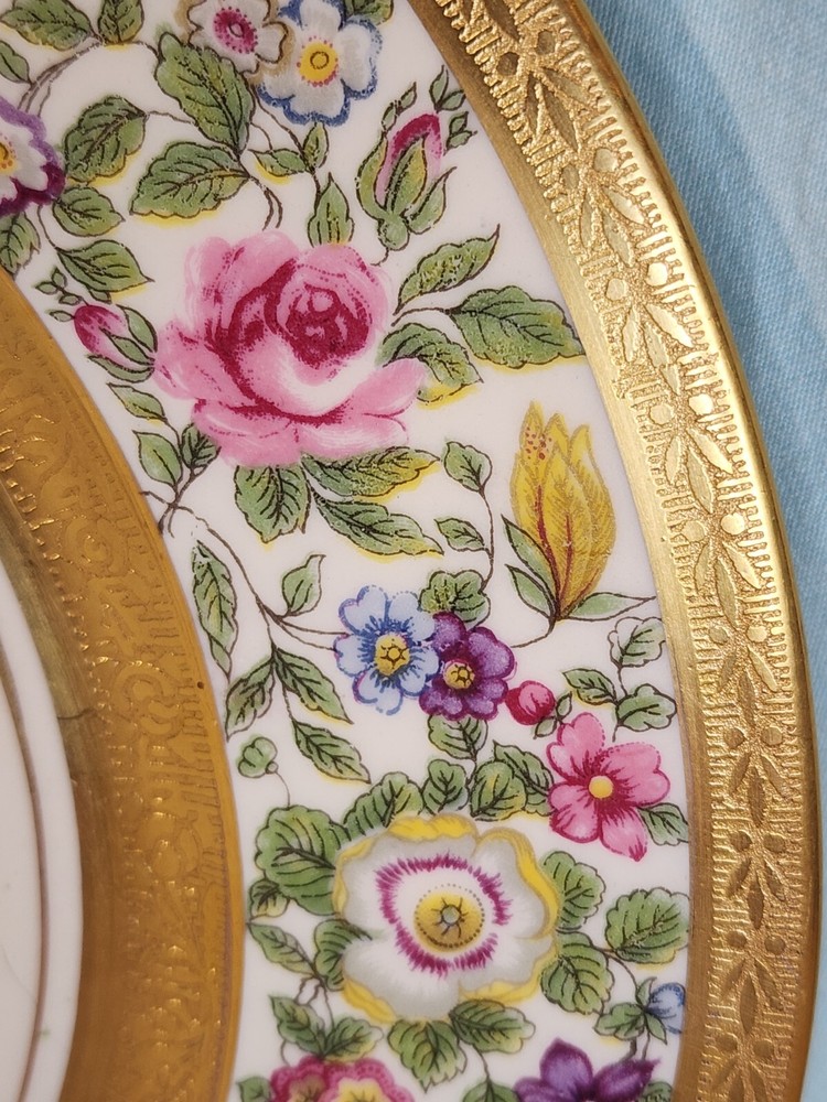 RANSGIL 11" Dinner Plate, Floral, Gold Trim, VERY NICE!