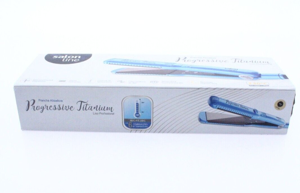 NIB - PRANCHA Alisadora PROGRESSIVE TITANIUM SL-P02 Blue FLAT IRON (Intl. Plug)