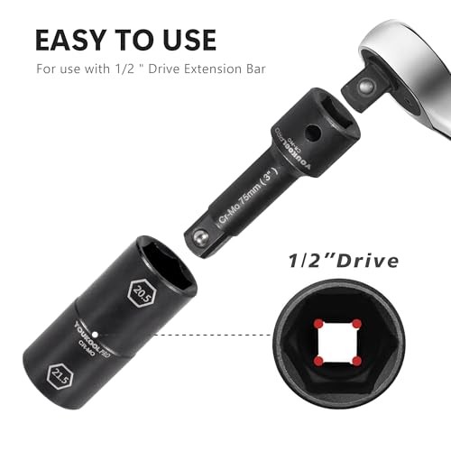 1/2-Inch Drive Double Ended Impact Socket, 6-Point,Half Size Lug Nut 6-Size Set