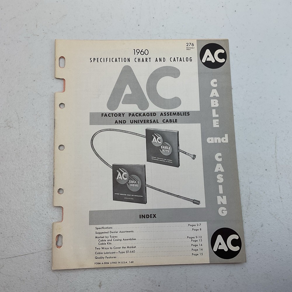 1960 AC Factory Assemblies & Universal Cable Specification Chart & Catalog 276
