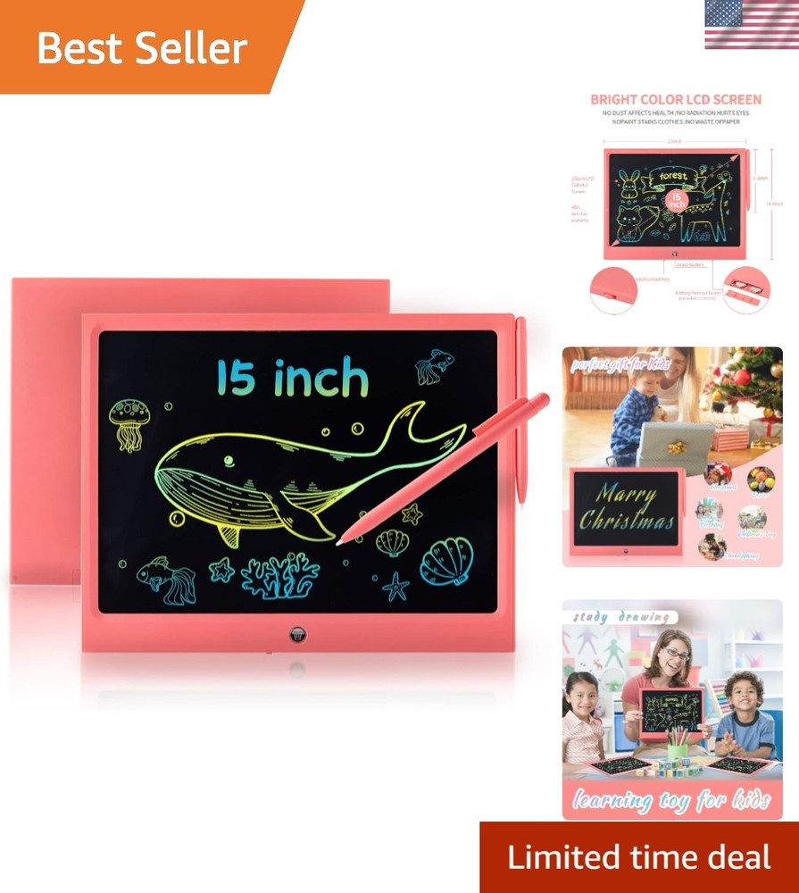 LCD Writing Tablet for Kids, 15 Inch Colorful Drawing Doodle Board, Learning ...
