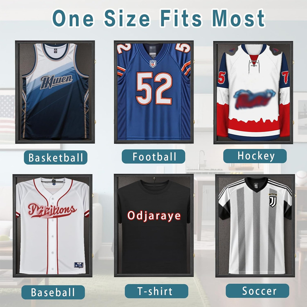 Large Sports Jersey Display Case – Lockable, UV-Protected Shadow Box