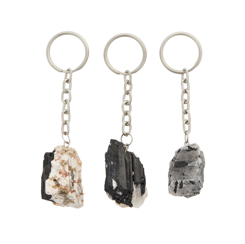 Raw Tourmalinated Quartz Keychain by New Moon Beginnings
