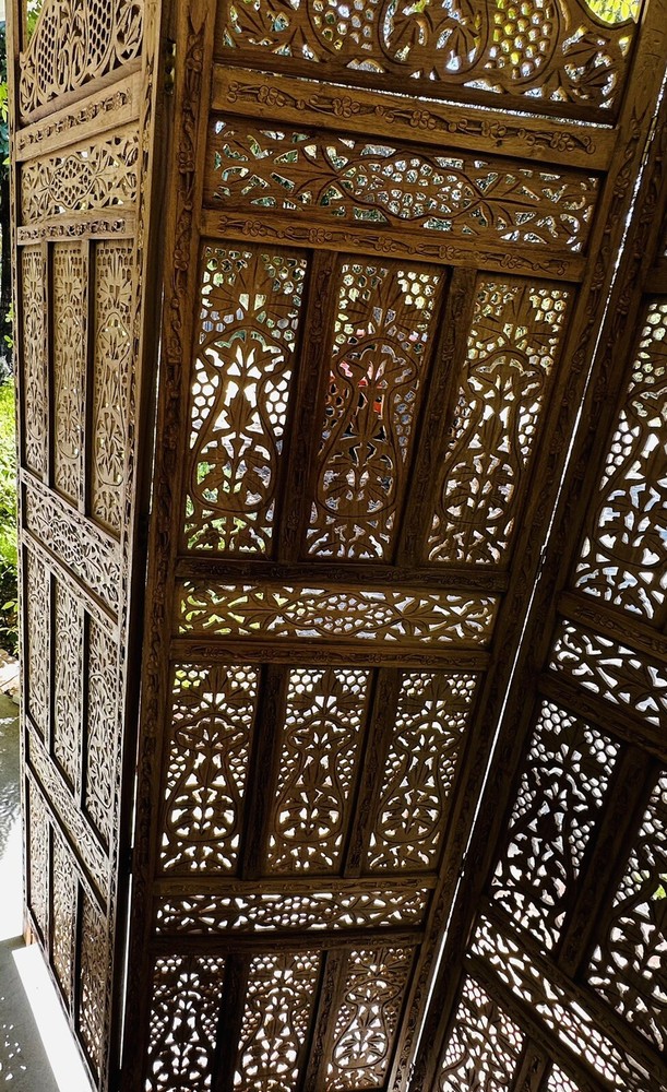Vintage Boho Teak Room Divider 3 Panels