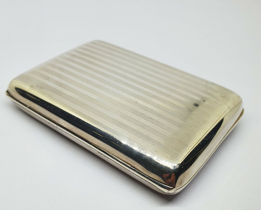 Antique Sterling Silver Car Enameled Cigarette Case - 143