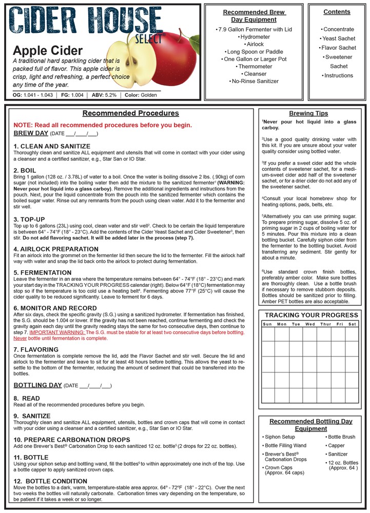 Gluten Free Cider House Select Apple Cider Making Kit