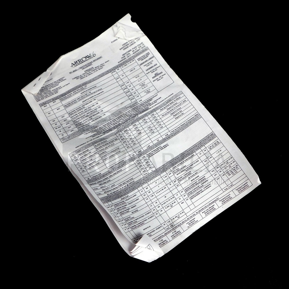 ARROW Deathstroke Returns Call Sheet and Script Sides S06E05 (0225-8502)