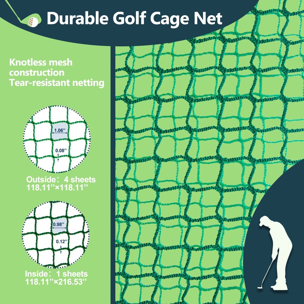 Golf Practice Net 10x10x10ft Metal Frame Hitting Net Kit Golf Training Simulator