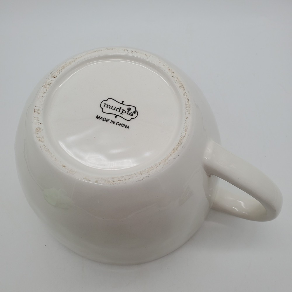 Mud Pie Mixing Bowl With Handle and Spout White Ceramic "MIX"