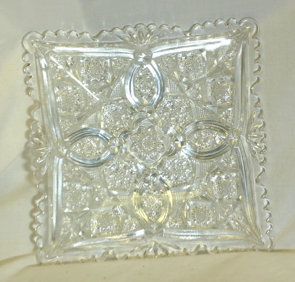 Square Tidbit Candy Dish Ruffle Edge Clear Glass