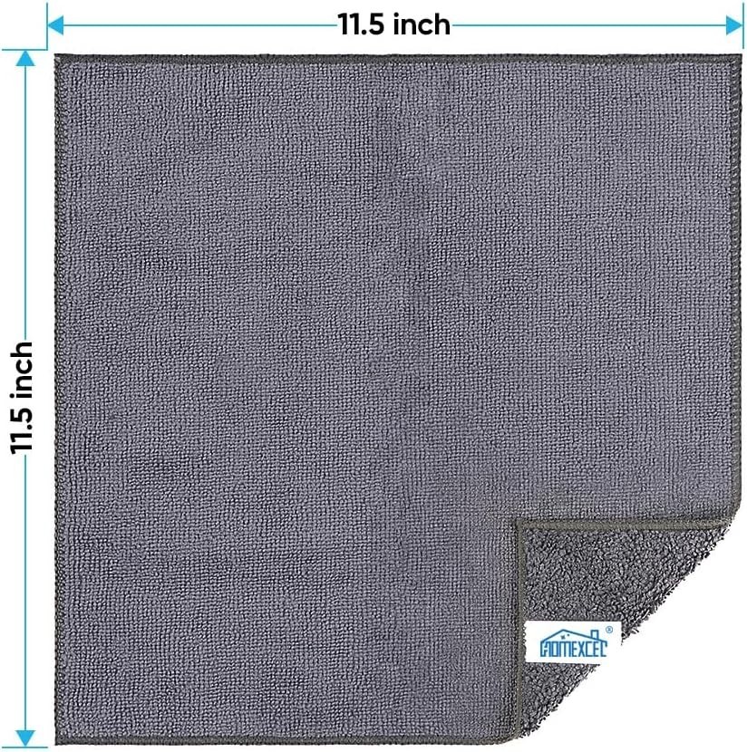 Grey Microfiber Cleaning Cloth 12 Pack - Highly Absorbent & Lint Free
