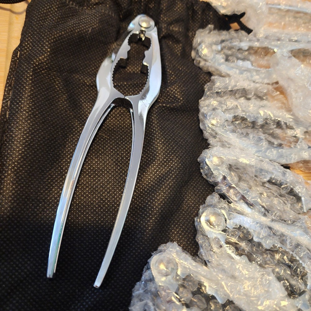 Bulk 12-Pack Chrome Nutcrackers & Seafood Crackers - New with Storage Bag