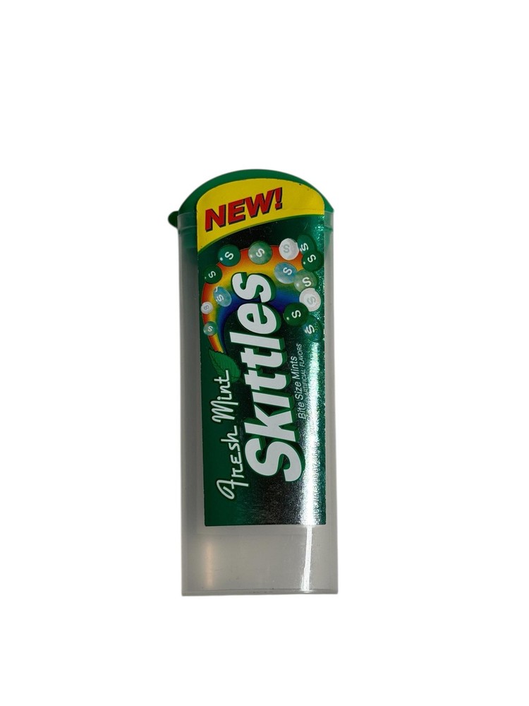 Skittles Fresh SpearMint Bite Size Mints Empty Candy Container Discontinued
