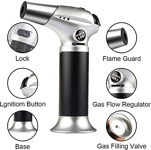 Blow Torch Kitchen Cooking Torch Refillable Adjustable Flame Lock BBQ Baking